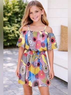 Girls Colorful Boho Pattern Dress | Kidpik Size Medium 10